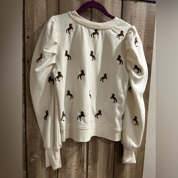 Maeve Puff-Sleeve Embroidered Sweatshirt, M - Picture 10 of 12